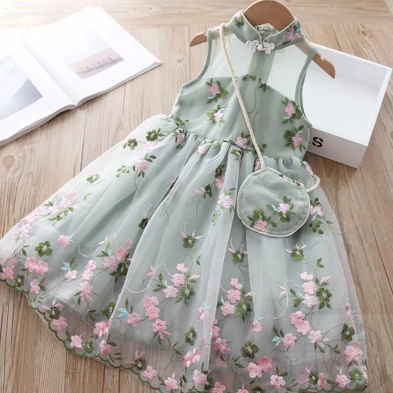 ids Costume Dresses For Girls Lace Lantern Sleeve Children Wedding Tutu Dress Ball Grown Party Princess Vestido Frocks With Bag