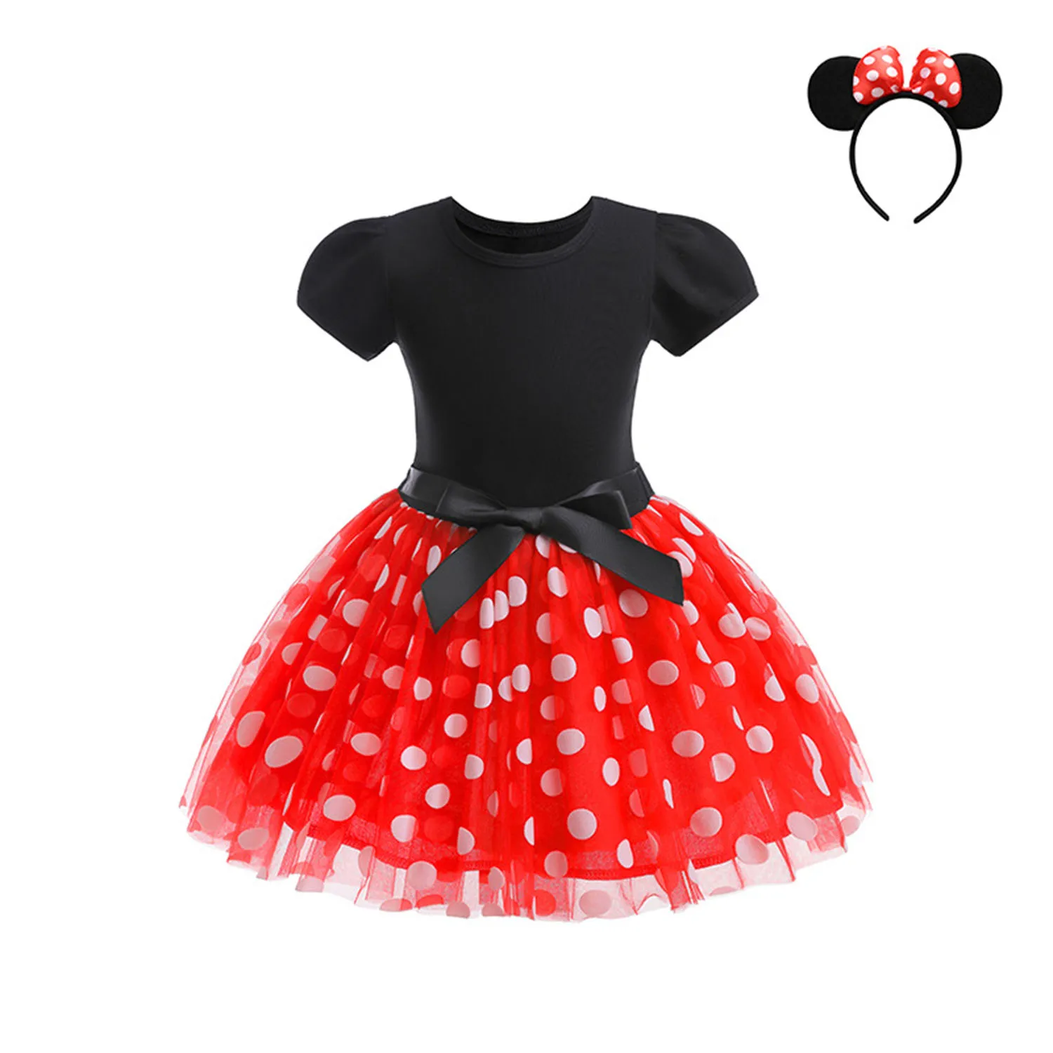 Toddler Little Girls Black-Red Polka Dot Mouse Cosplay Costume Girls Birthday Party Dress Holiday Dress 3475020 cosplay costume,kids girls dress