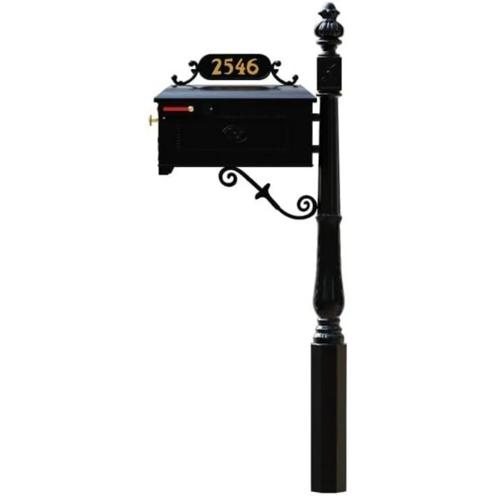 Williamsburg Style 211 Black Aluminum Mailbox and Post System letter box mailbox
