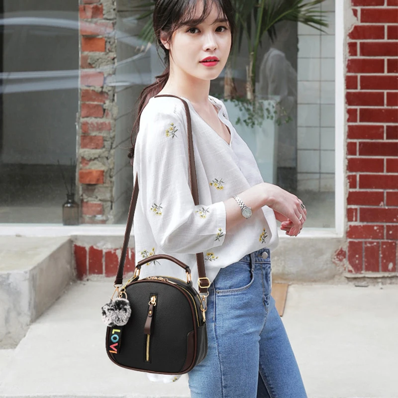 PU Leather Women Small Handbags Hairball Design Crossbody Shoulder Bag Fashion Luxury Ladies Messenger Bags Tote Crossbody Bag Women Handbags Leather Shoulder Bag Pu Crossbody Bag
