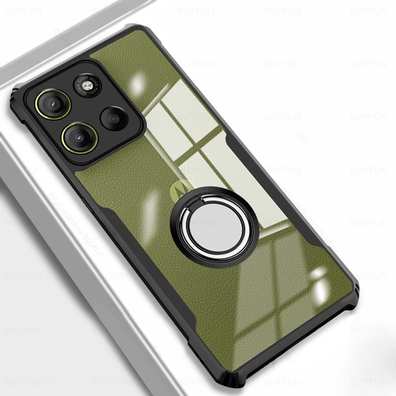 Clear Acrylic Shockproof Case with Magnetic Holder Ring and Enhanced Protection