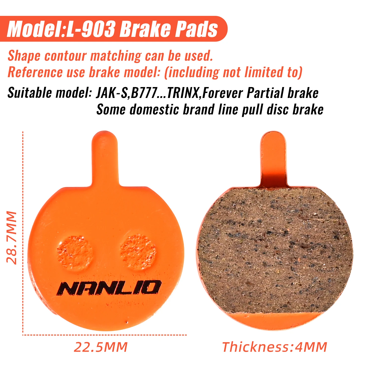 Semi-Metallic Resin Disc Brake Pads – 22.5mm Round For JAK Zoom Bicycles (2 Pads)