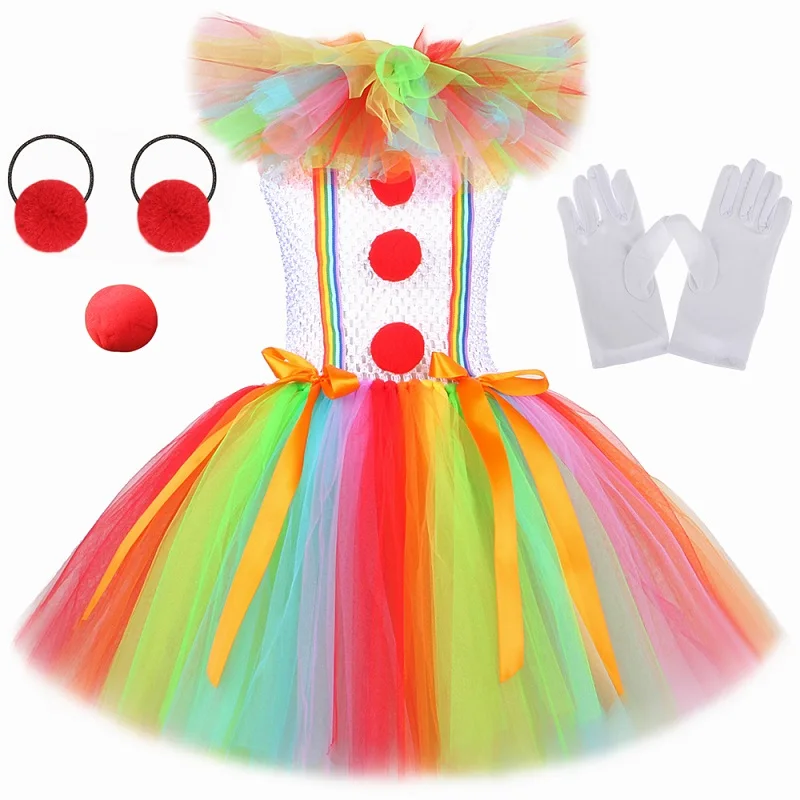 Pennywise Disfraz Niños Niñas, Disfraz de Payaso De Halloween Vestidos De  Tutú Con Guantes Y Horquilla Roja V