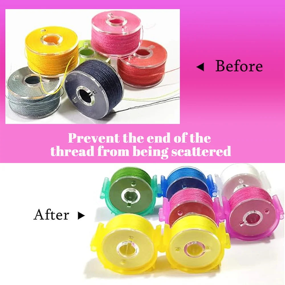 100pcs 플라스틱 보빈 클립 스레드 잠금 기능이있는 바느질 스풀 클립은 모든 인기있는 스풀 크기에 적합 바느질 부품 및 도구