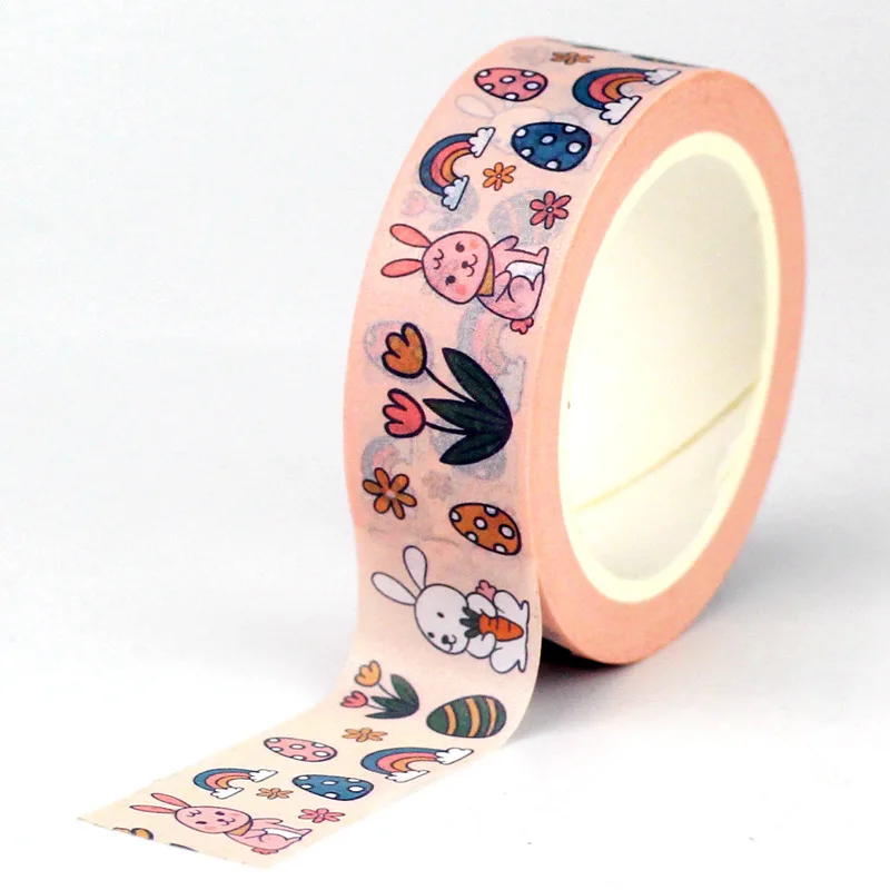 

2023 NEW 1PC 10M Decorative Spring Flower Rabbit Easter Washitape for Scrapbook Journal Adhesive Masking Tape Kawaii Papeleria