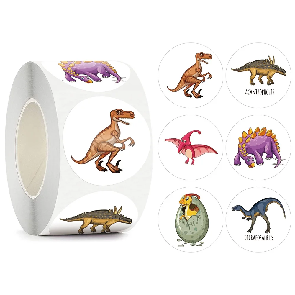 500PCS Children's Cartoon Stickers Little Dinosaur Pattern Kids Stationery Supplies School Teacher Supplies Reward Stickers