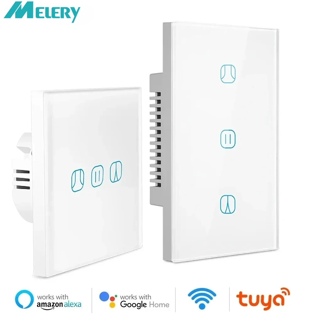 สวิตช์ม่านอัจฉริยะ Melery Wi-Fi พร้อมตัวตั้งเวลา นาฬิกา ควบคุมมอเตอร์ม่านแบบท่อ รีโมท รองรับ Alexa และ Google Home Assistant 1