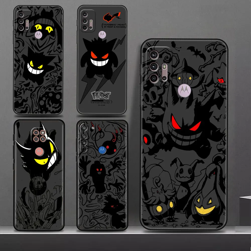 Pokemon Red Gengar P-Pikachu Custodia Morbida Per Telefono Per Motorola Moto G200 5G 30 G32 G51 G31 G9 Power Oneflusion G60 G30 Neo Black Cover