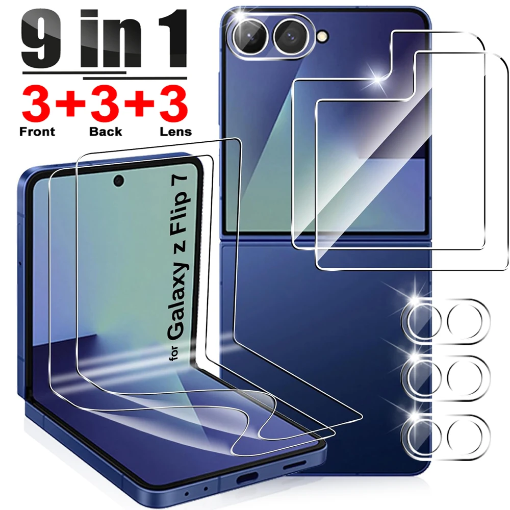 Full Coverage Anti-Scratch Screen & Lens Protector Set with Hydrogel Film and Tempered Glass