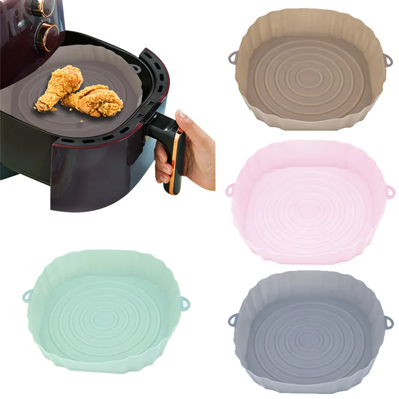 

1/2pcs Air Fryer Silicone Liners Reusable Non-stick Air Fryer Silicone Pot Liners Air Fryer Accessories Multifunction Grill Mat