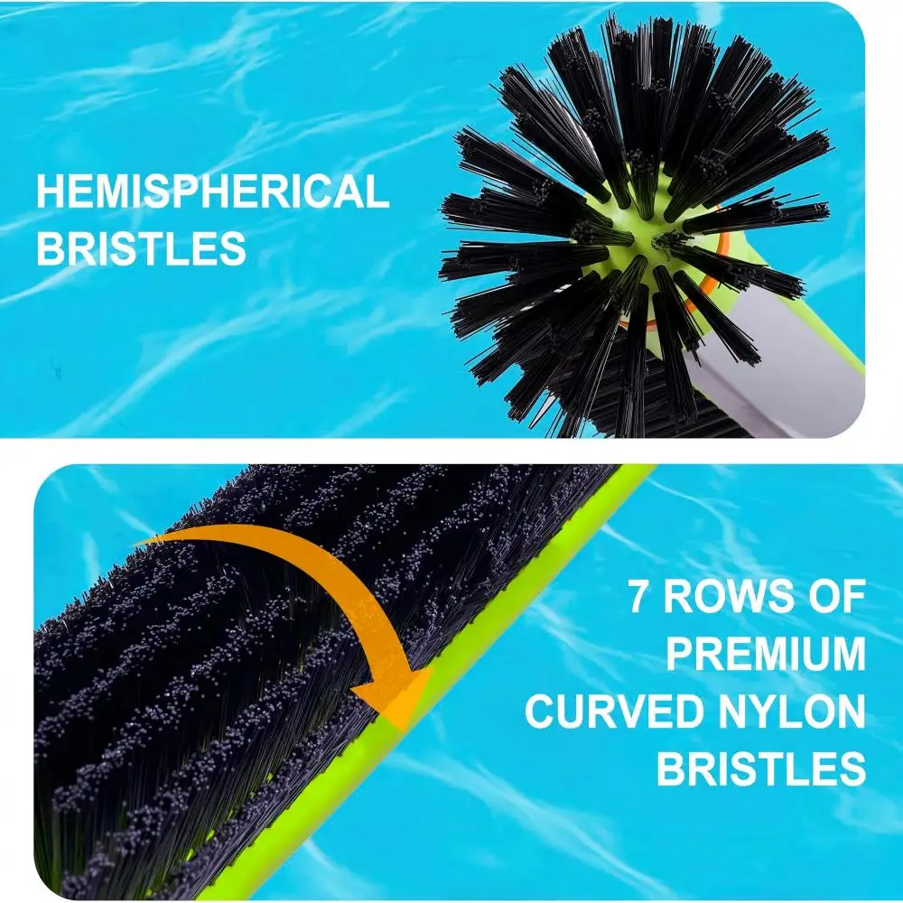 전문가용 17.5인치 헤비듀티 수영장 브러쉬 알루미늄 헤드 7열 브리슬로 수영장 코너 벽 청소용