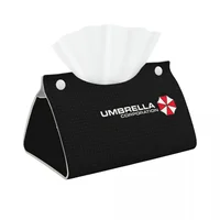Custom Umbrella Corporations Logo Tissue Box Cover Rectangular PU Leather Video Game Facial Tissues Holder for Home 1