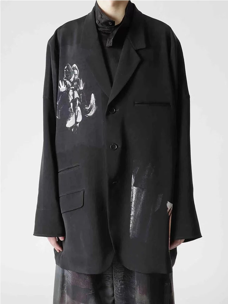 Abstract printing blazers yohji Yamamoto men Suit male Unisex casual suits & blazer for men Jacket oversize blazers for woman