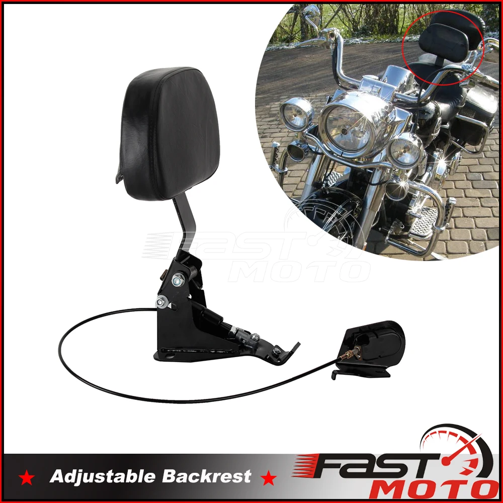 

Motorcycle Black Adjustable Driver Rider Backrest Mounting Kits For Harley Touring Electra Glide CVO Road King FLHR 2009-2019