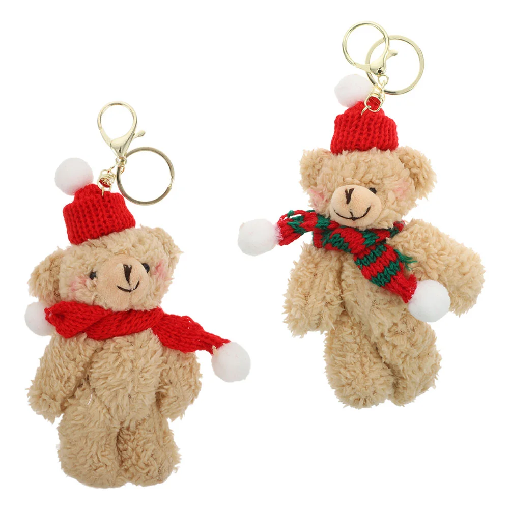 

2Pcs Plush Bear Hanging Ornaments Adorable Supple Decors Chic Key Chains
