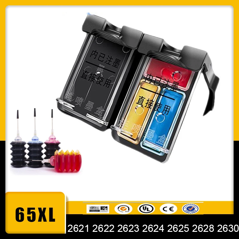 Cartuccia D'Inchiostro Vilaxh 65Xl Compatibile Per Hp Combo Pack Funziona Con Stampante 3700 3752 3755 3772 2652 2600 Envy 5055 5000 5052 5070