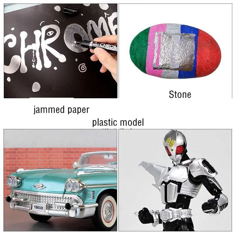 Haile Silver Mirror Marker Gold Liquid Pen Art Liquid Mirror DIY Resin Paint Mirror Chrome Metallic Craftwork Pen Accessories