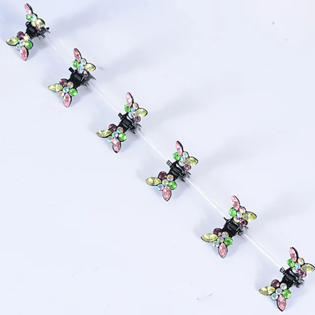 ncmama 12pcs/set Mini Rhinestone No-Slip Grips Hair Clips for Women Girls Glitter Teeth Metal Clamps Flower Hair Accessories 12pcs A