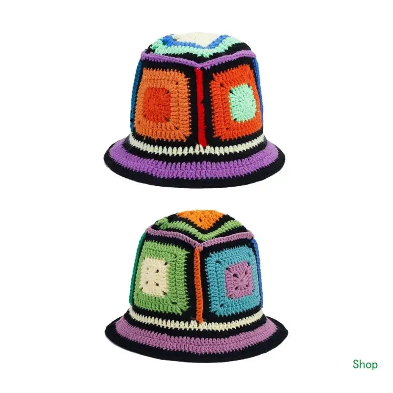 

Dropship Traveling Bucket Hat Crochet Color Matching Fisherman Hat for Teenagers Sports