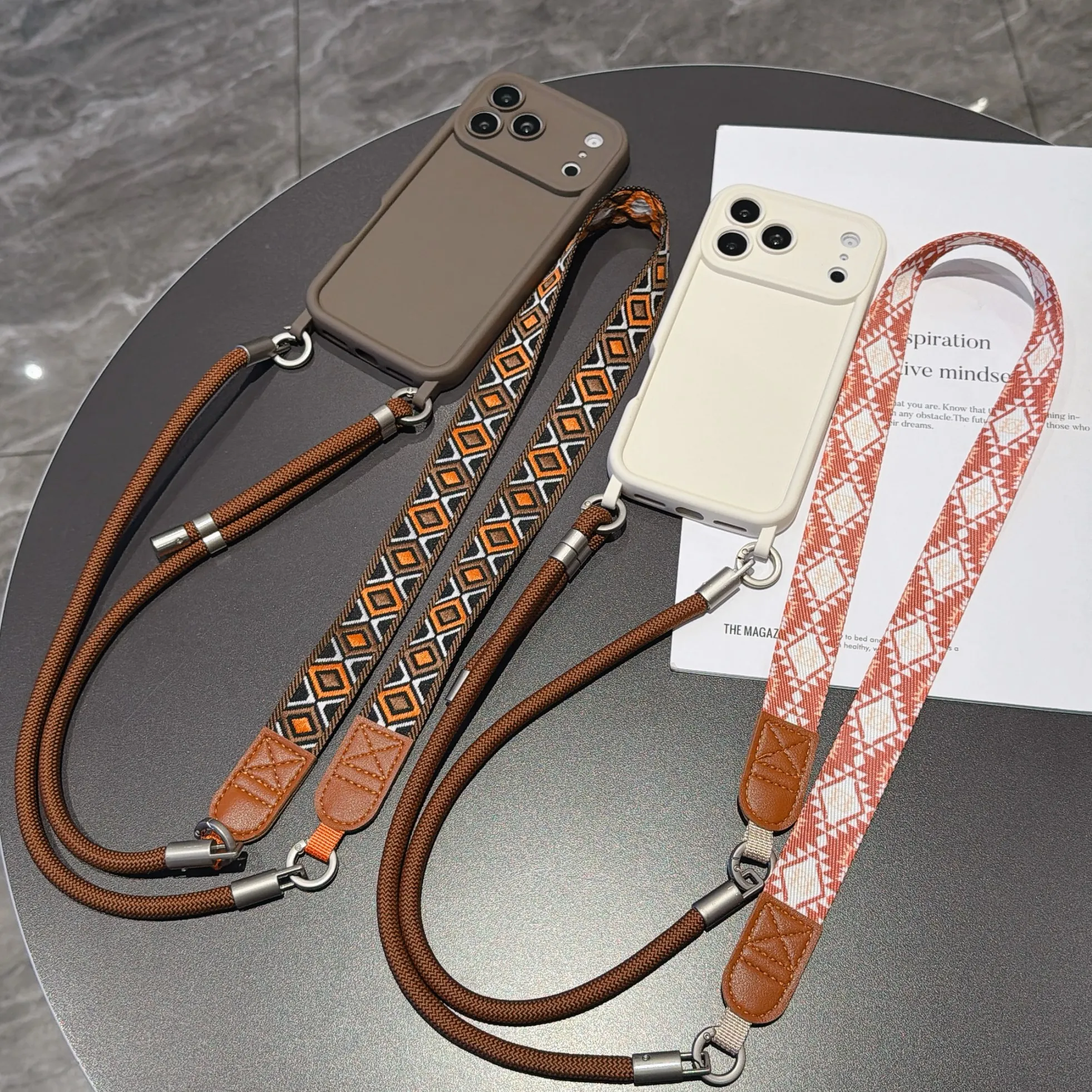 Stylish Retro Lanyard Crossbody Phone Case with Neck and Wrist Strap