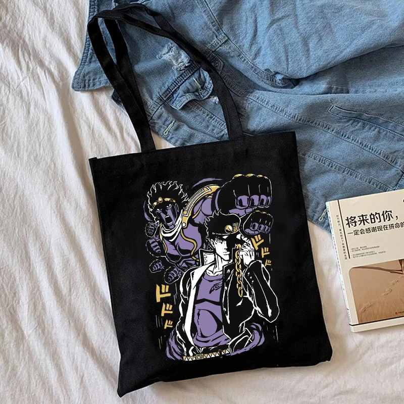 Manga Jojo Bizarre Adventure Shopping Bag Graphic Tote Harajuku Shopper Bag Women Canvas Shoulder Bag Female Ulzzang Eco Bag 