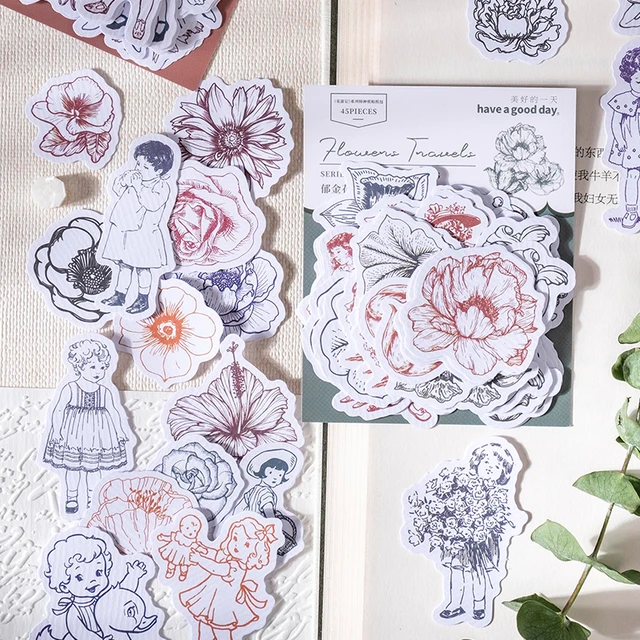 Vintage Style Flower Stickers