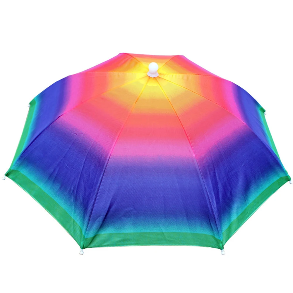 Umbrella Hat Rain Umbrella Hat Outdoor Foldable Head Umbrella Hat Anti-Rain Anti-Sun Golf Cycling Hiking Camping Fishing