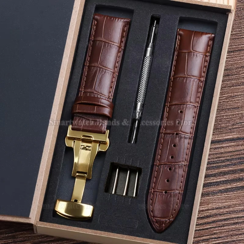Premium Leather Watch Strap with Universal Butterfly Clasp (Multiple Sizes Available)