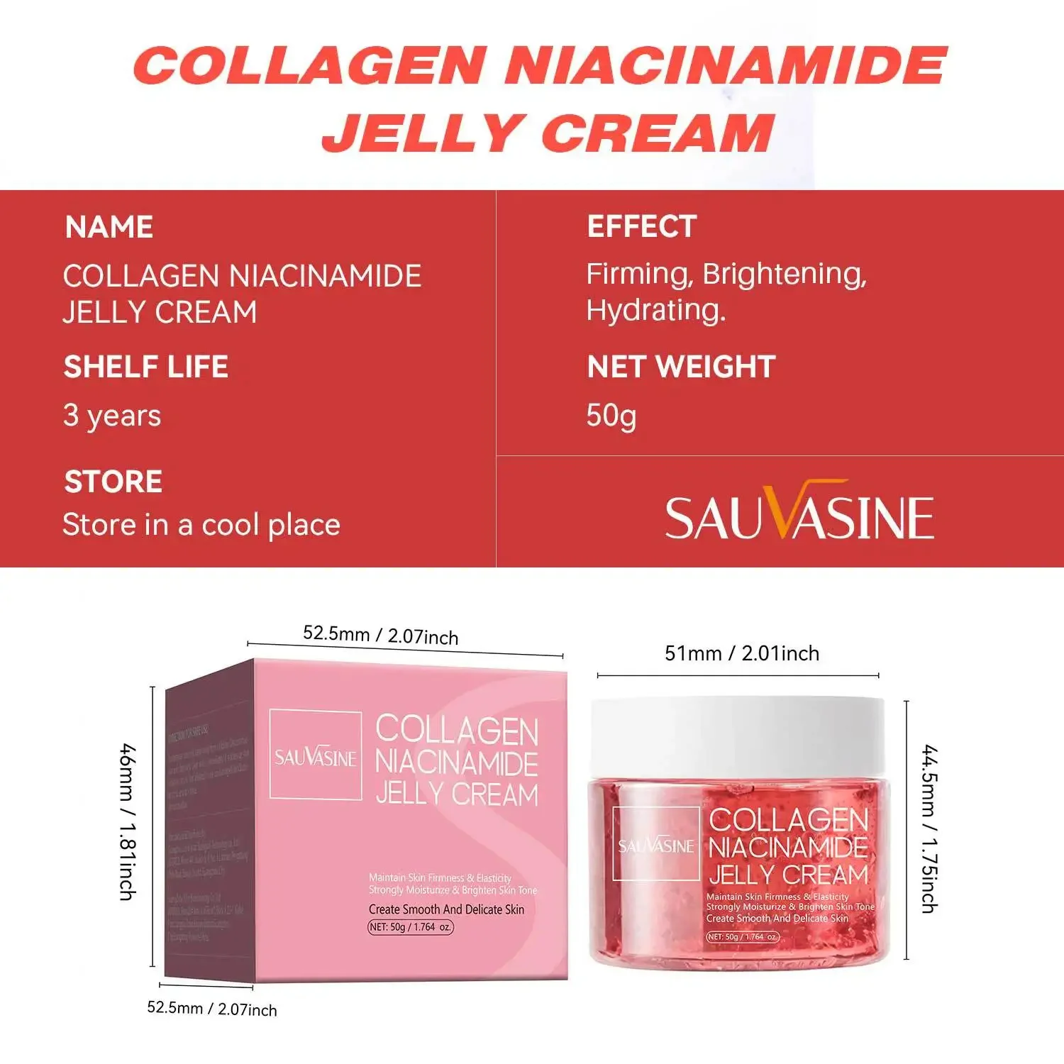 Collagen Jelly Cream Strengthen Skin Barrier 24h Glow & Lifted Moisturize Brighten Skin Niacinamide Hydrolyzed Collagen Gel