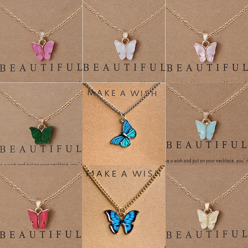 Nuova Lega Alla Moda Carino Elegante Desiderio Fortuna Farfalla Belle Collane Con Ciondolo Per Gioielli Moda Donna Dropship