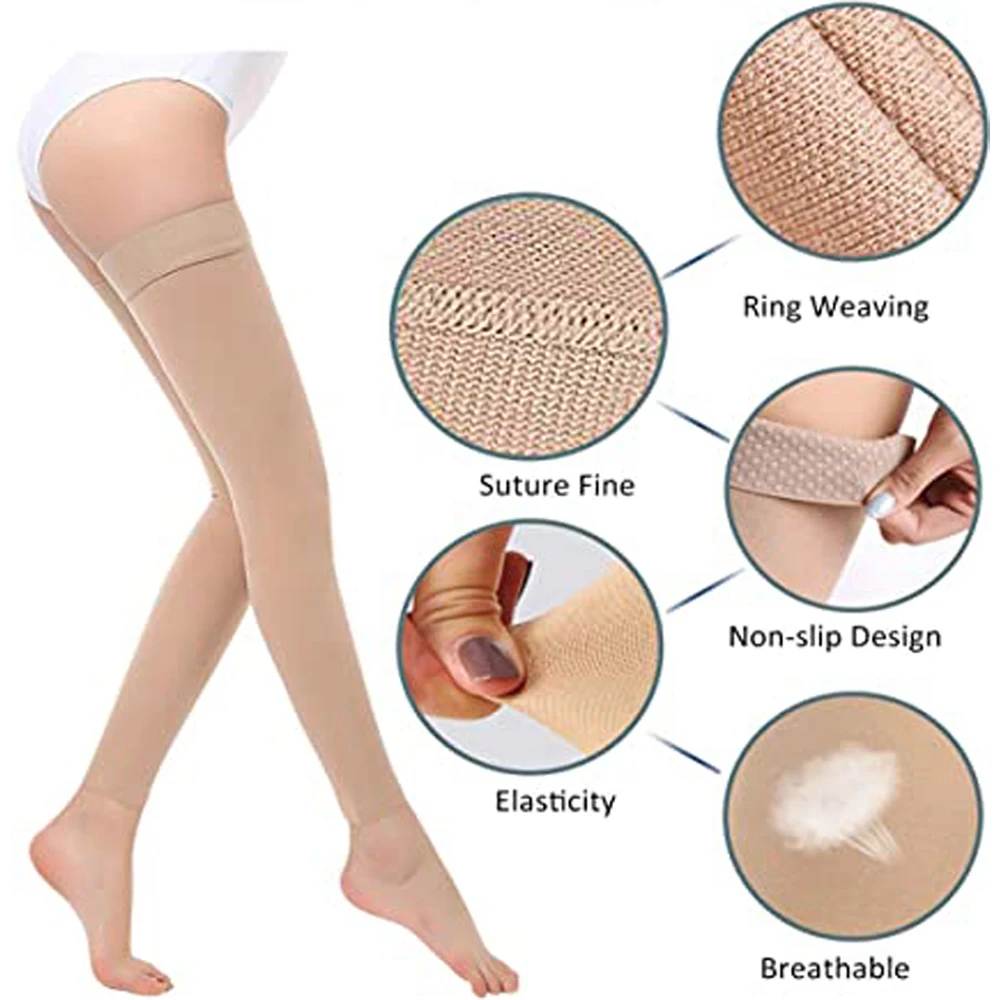 1Pair Thigh High Compression Stocking Footless,Support Hose 20