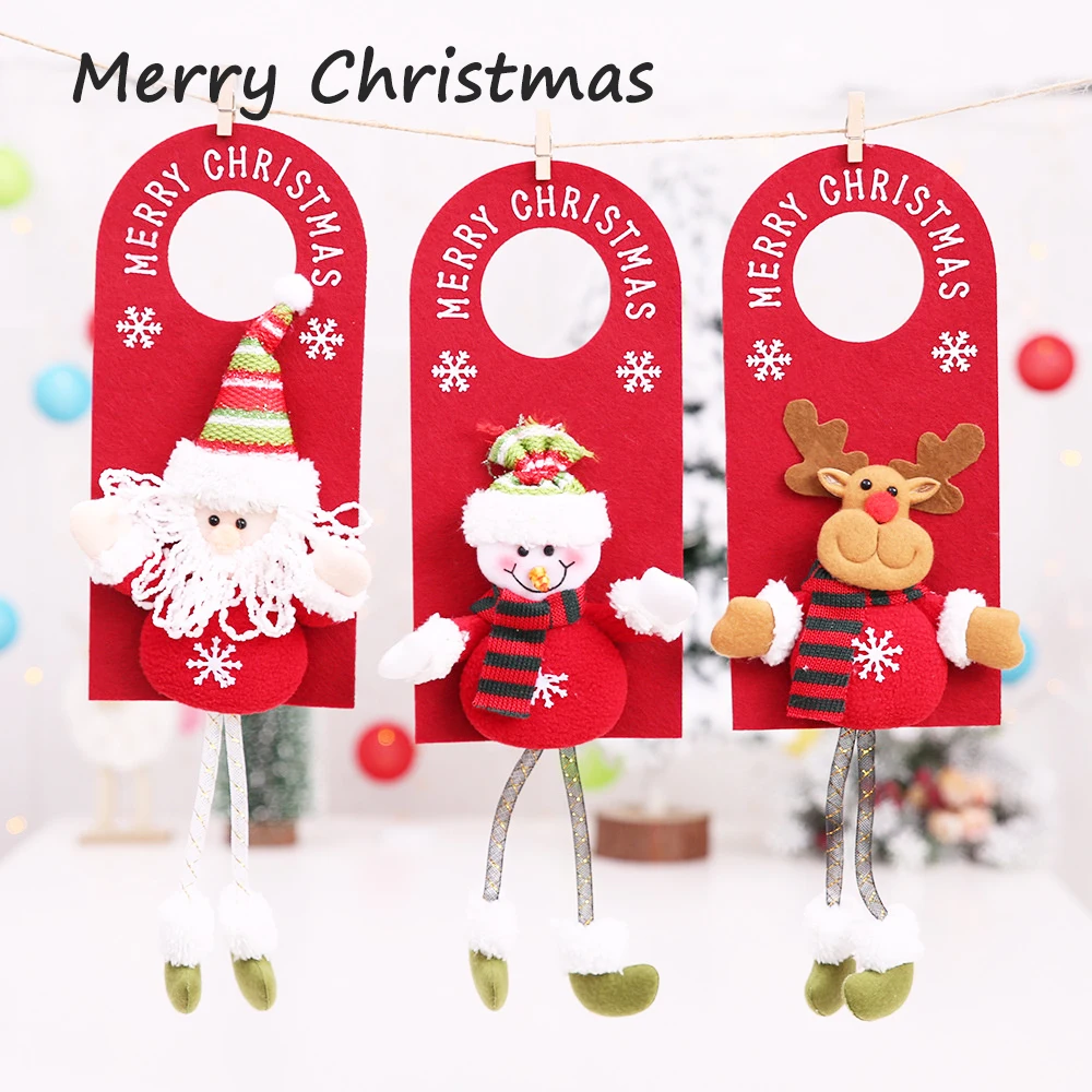 

2023 Christmas Door Handle Ornament New Year Home Decoration Xmas Navidad Santa Claus Snowman Pendants Christmas Decor Kids Gift