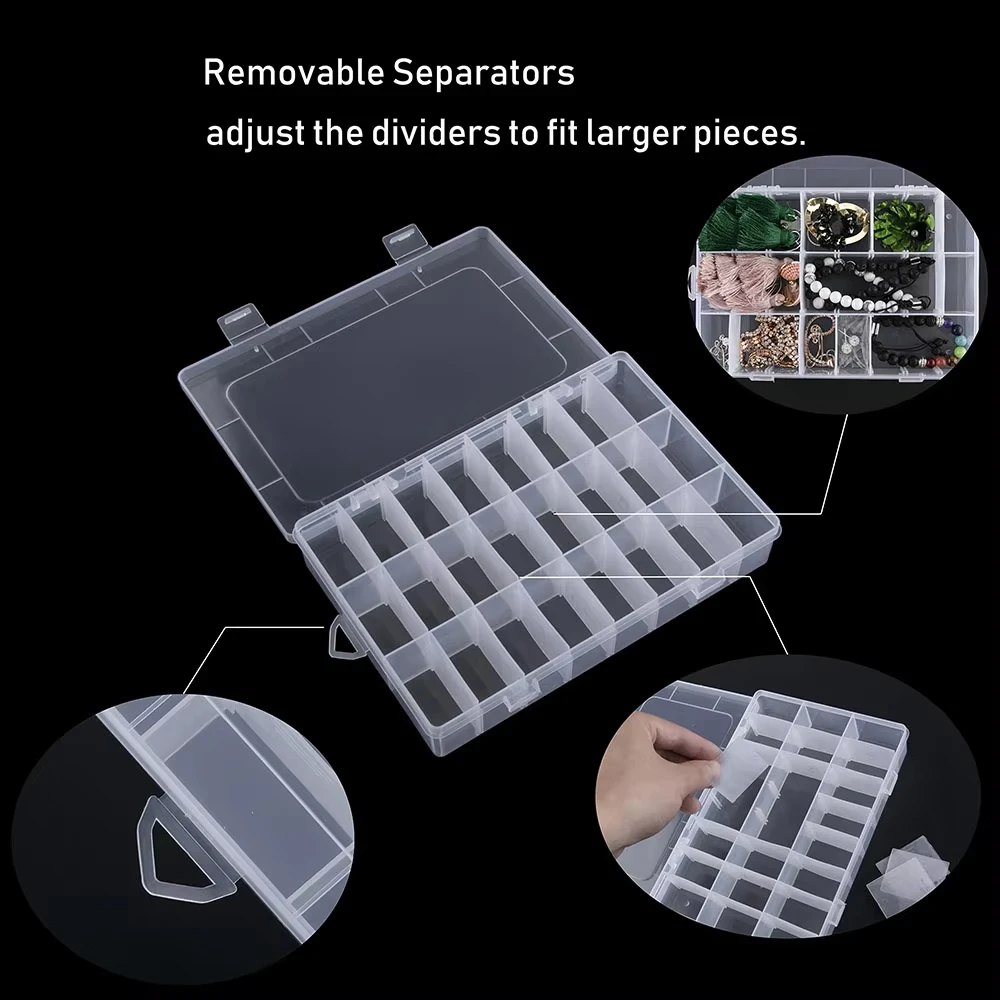 24 Grids Transparent Plastic Grid Box Storage Organizer With Adjustable Dividers For Display Collection Beads Art DIY Crafts
