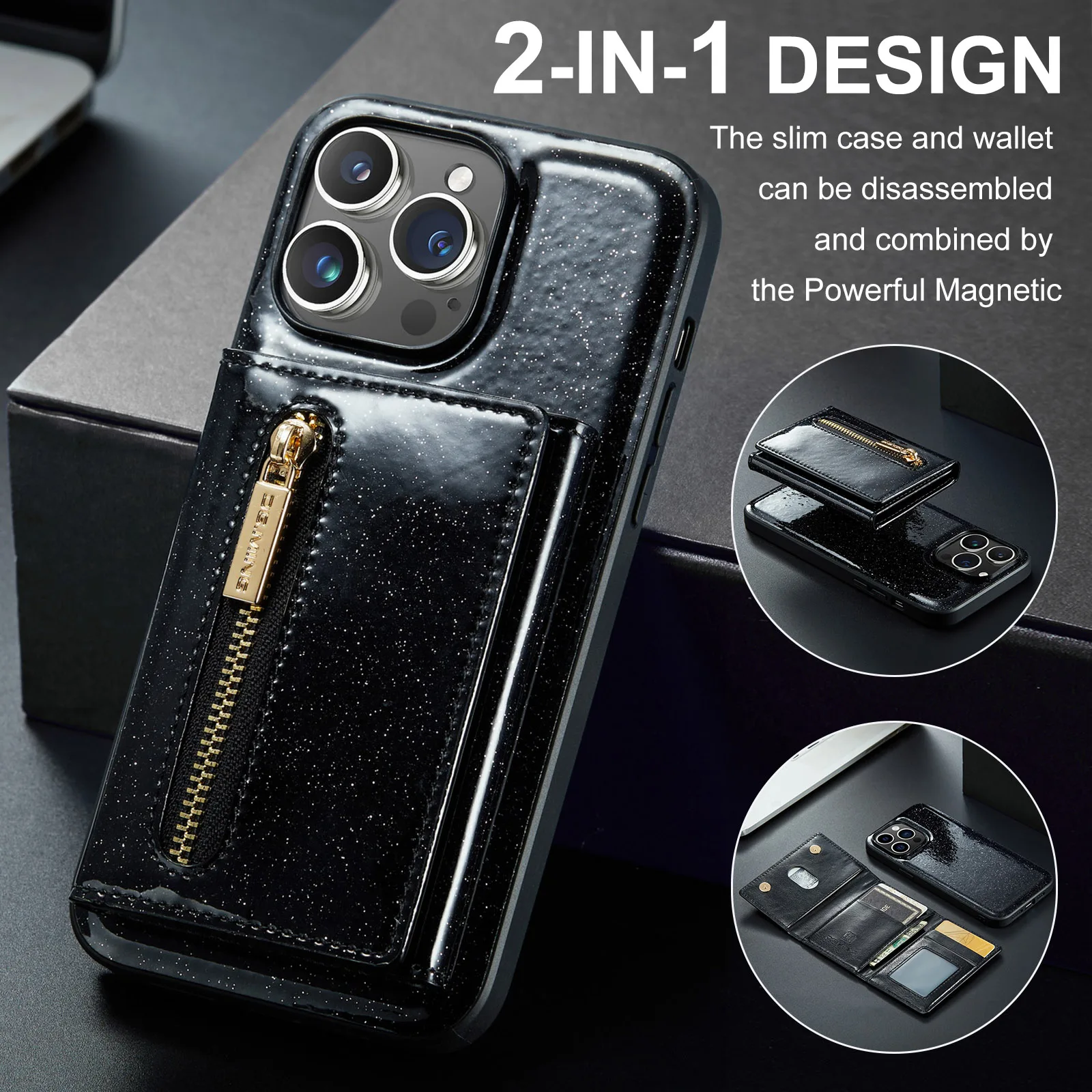 Leather Wallet Magnetic Detachable Phone Case - 2 1 Magnetic Leather Case  Iphone - Aliexpress