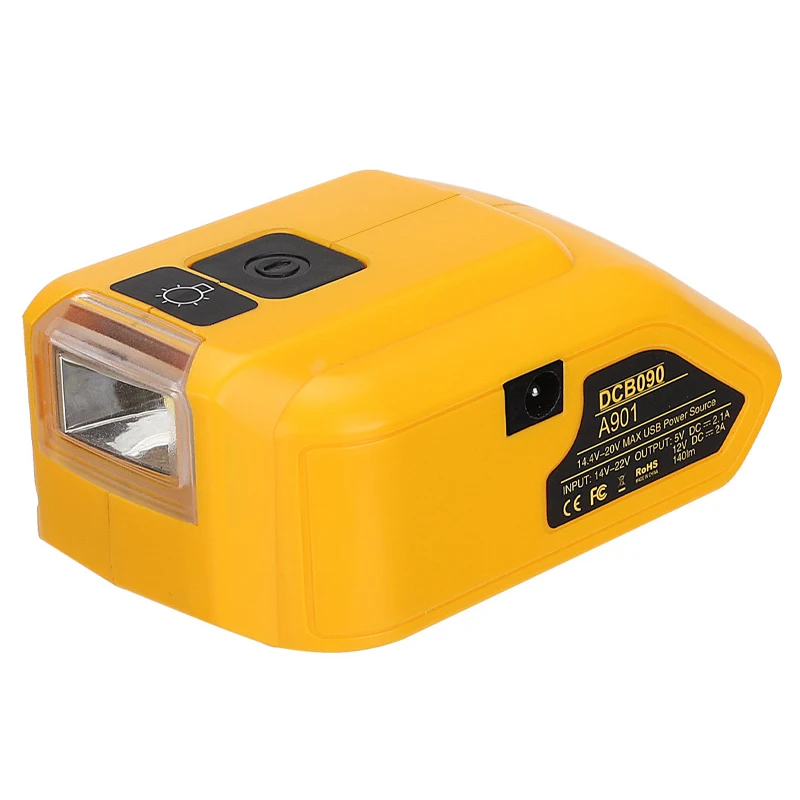 Adaptateur de batterie pour Dewalt, lampe de travail LED, remplacement USB, convertisseur de source d'alimentation, 18V, 20V Max, Eddie ion, 3W, DCB090