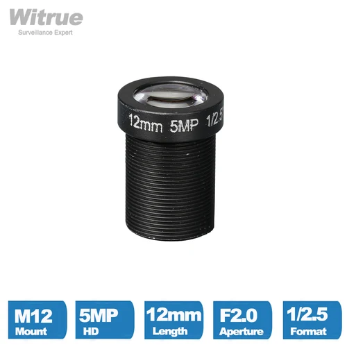 Witrue CCTV 카메라 렌즈, 보안 IP 카메라 옵션, 5 메가 픽셀 M12 X P0.5 마운트, 1/2.5 인치 F2.0 12mm 16mm 25mm 2