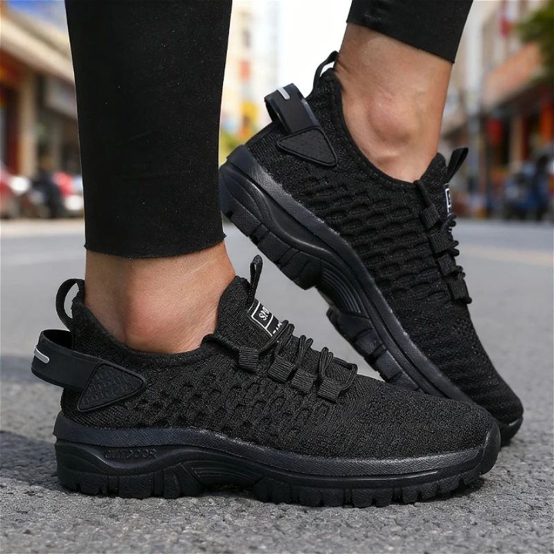 Men's Casual Sports Shoes Breathable Mesh Knit Sneakers Non-Slip Running Trainers Lightweight Comfort for Outdoor Gym Footwear