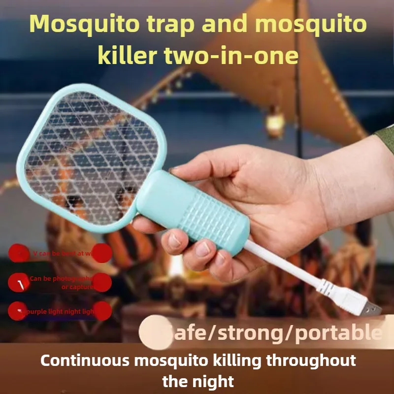 Summer Portable Electric Mosquito Swatter USB Mini Fly Bug Zapper UV Mosquito Killer Lamp for Outdoor Picnic Camping Hotel