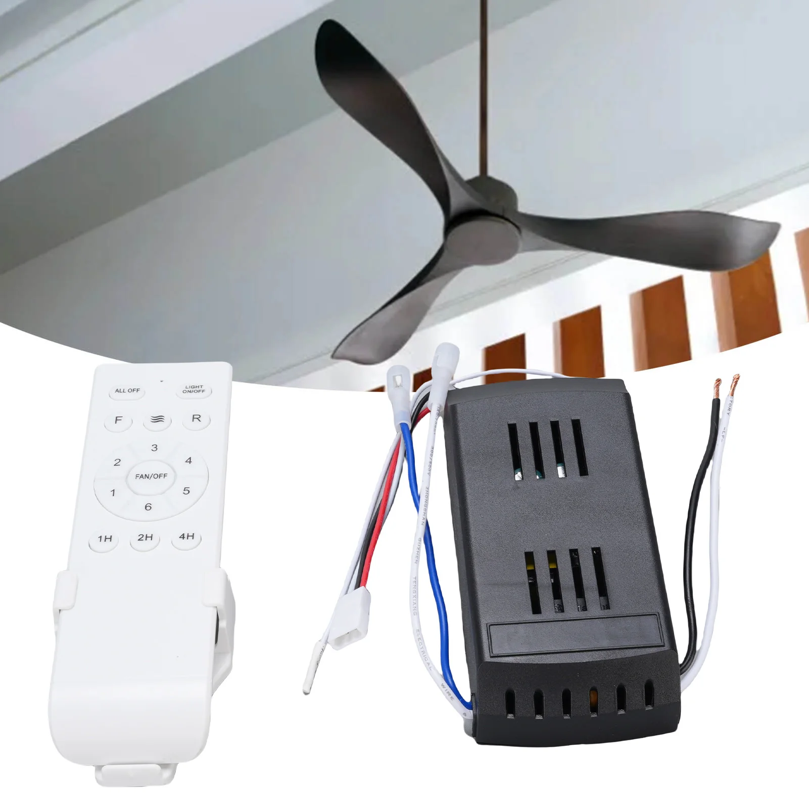 Ceiling Fan Remote Control Kit Ceiling Fan Receiver Remote Control Drop Proof ABS 6 Speeds Timer Long Distance for Replacement