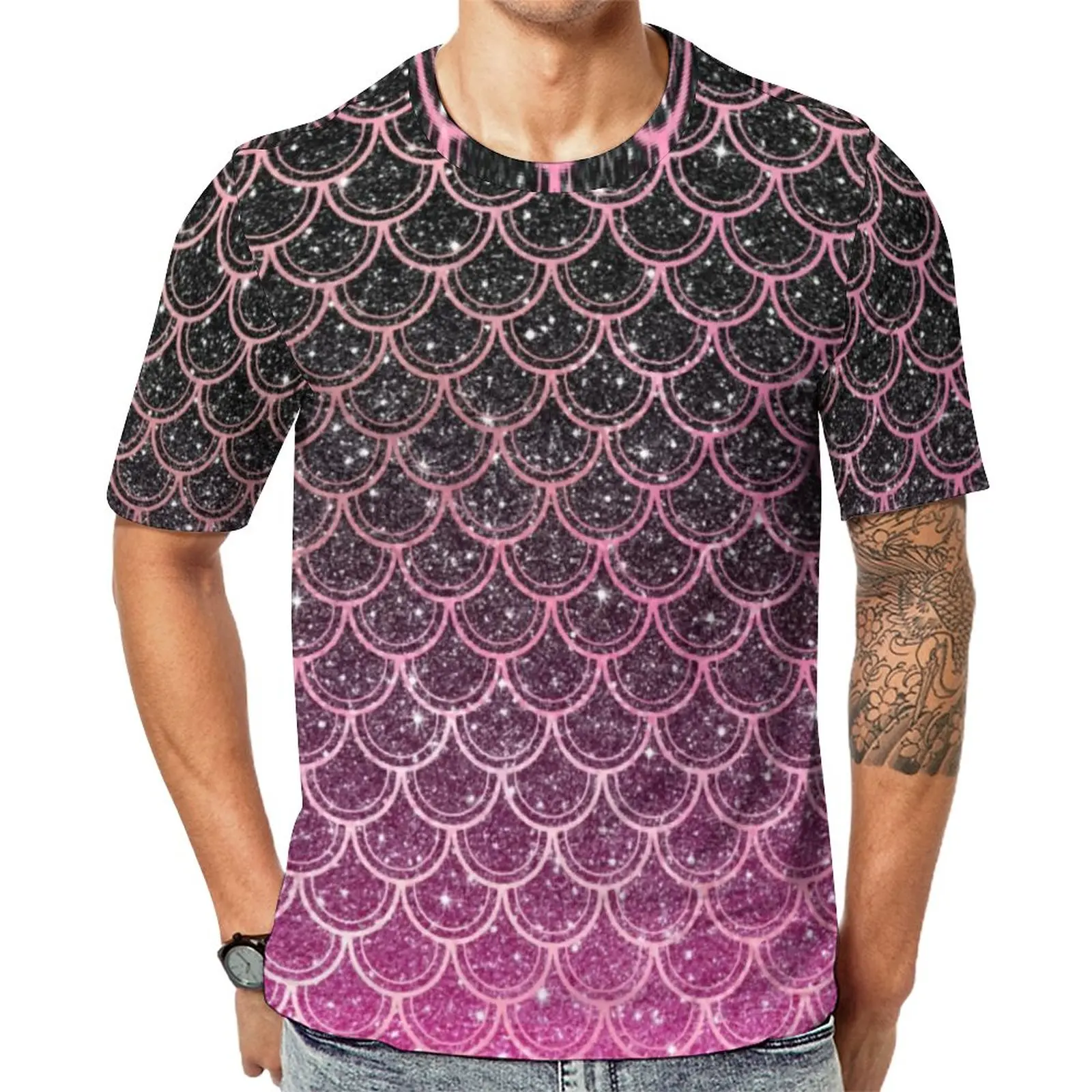 MermaidScalesTShirtManOmbreGlitterPrintFunnyTShirtsOriginalTrendyTeesShortSleeve.jpg