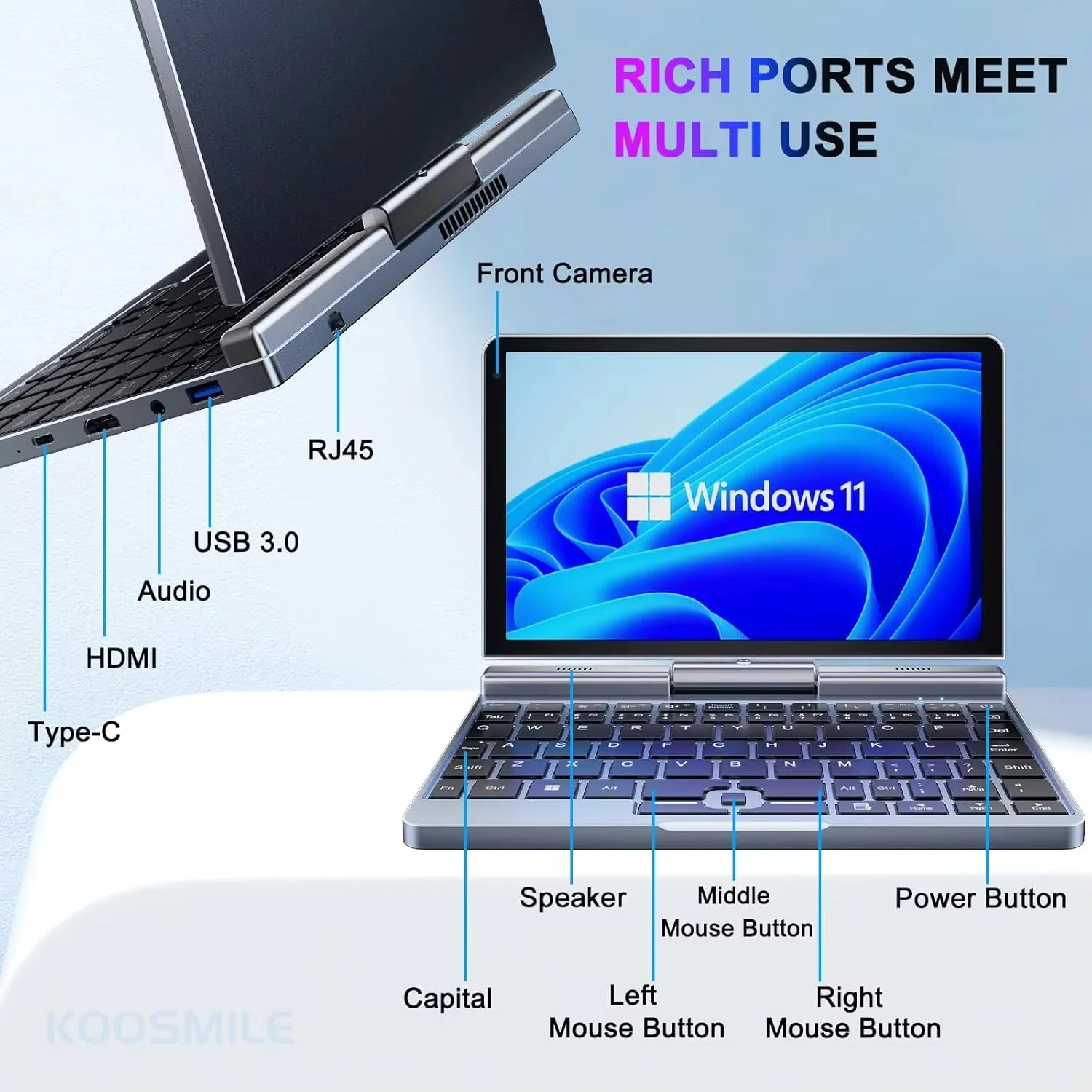 CHWEIDA Portátil 2 en 1 de 8 Pulgadas | Intel Alder Lake N95 | 12GB DDR5 | Tablet PC con Pantalla Táctil WiFi 6 4