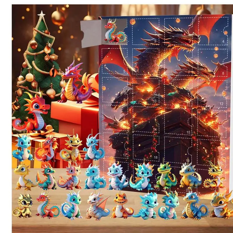 Dragon Christmas Advent Calendar Acrylic Dinosaur Pendant Toy 24 Days Of Vacation Advent Calendar For Car Christmas Tree Decor christmas countdown calendar,christmas advent calendar