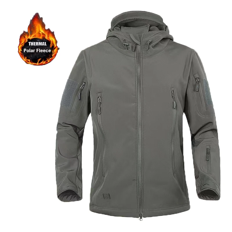 Men's Winter Softshell Fleece Hoodie and Cargo Trousers Set