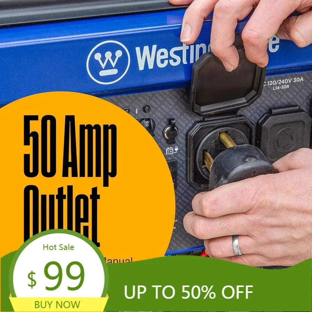 12500 peak watt tri-fuel home backup portable generator, remote electric start, transfer switch ready, gas, propane, and natura