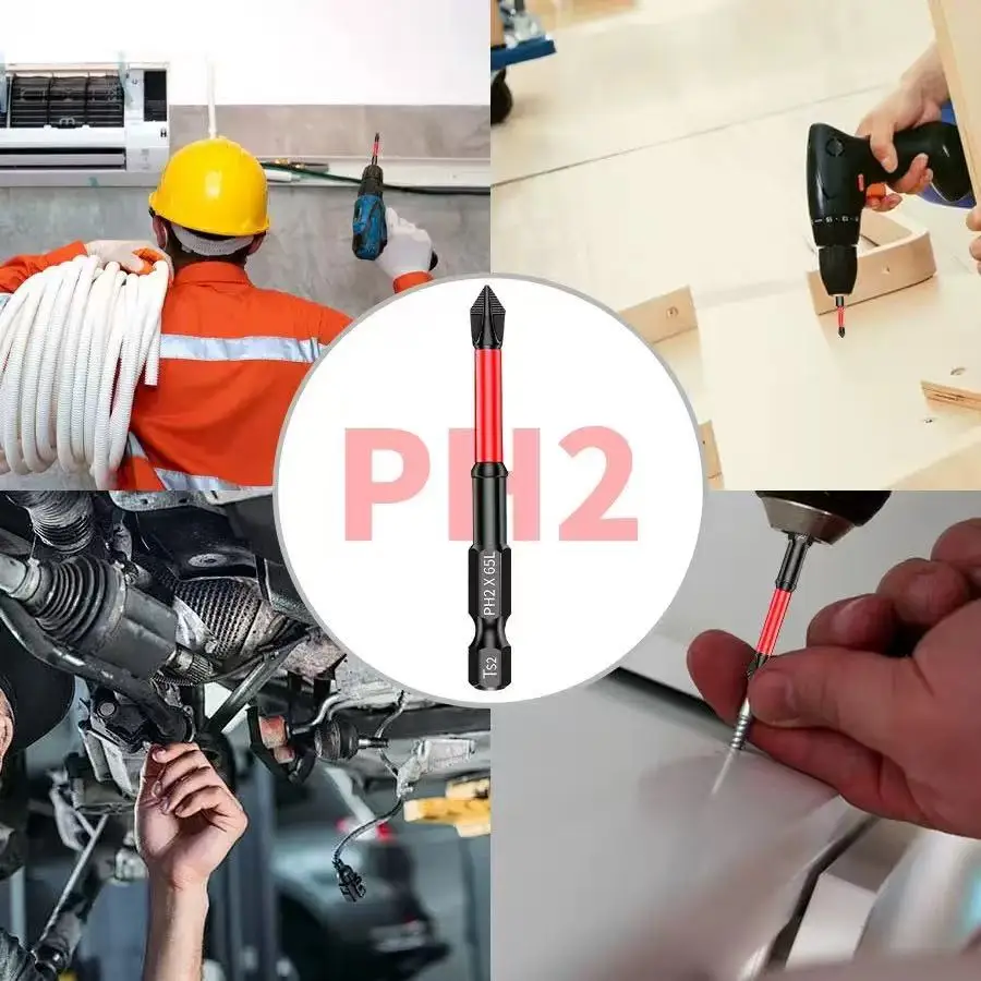 Magnetic Screwdriver Bits Non-slip Shockproof Phillips Impact Bits Hex Shank Alloy Steel Suitable for Power Tools 5/12 Pcs