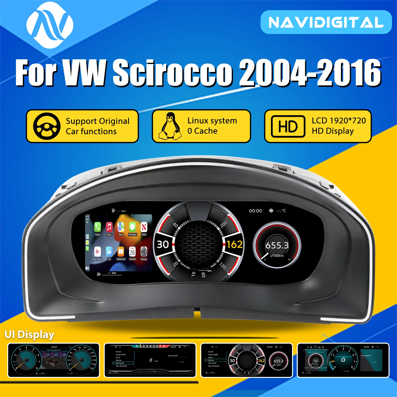 Panel de Instrumentos Digital para VW Scirocco Años 2004-2016, Velocímetro Virtual, Panel de Instrumentos 1