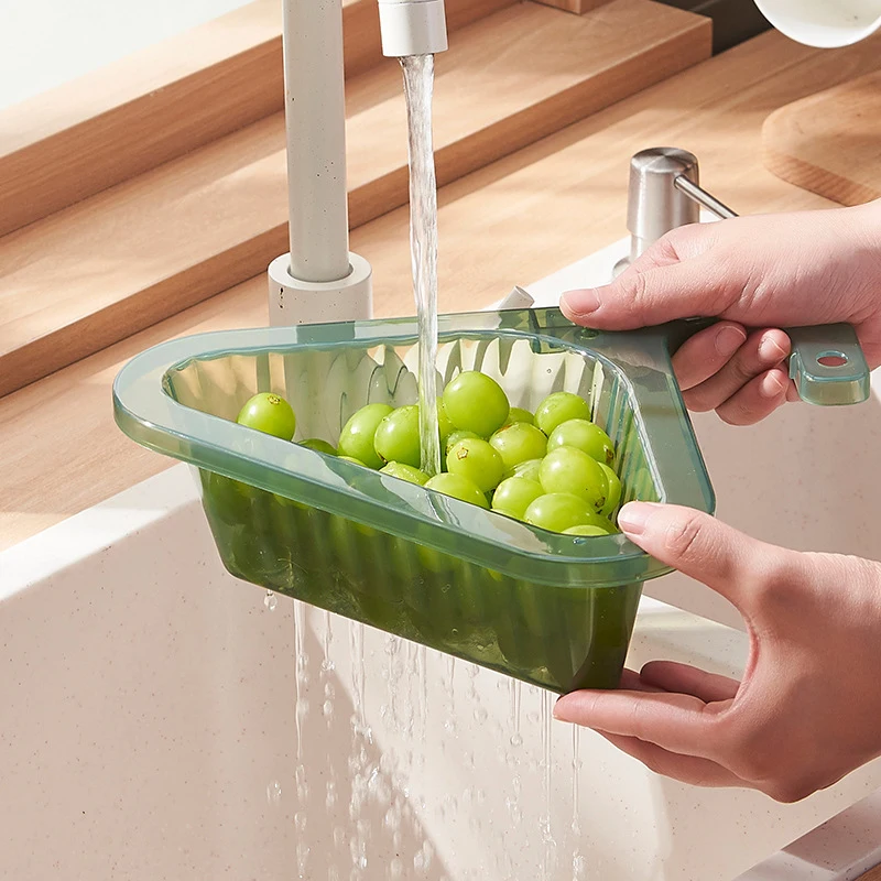 Triangular Sink Filter Drain Kitchen Sink Strainer Fruit Vegetable Drainer  Basket Shelf Sponge Rack Kitchen Storage Basket - AliExpress