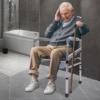 Folding Shower Chair Adjustable Height Bath Safety Toilet Seat with Commode for Patient Transfer Disabled Seniors Aid 385.81lbs 6