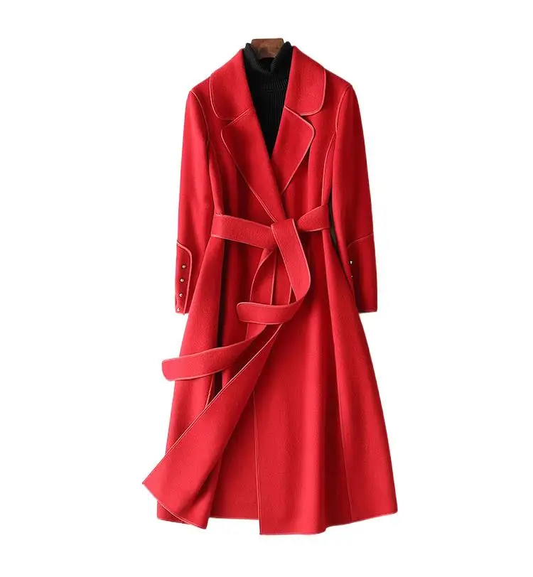 

Fashion Wool Slim Coat Double-faced Cashmere Long Coat Autumn Winter New 0221