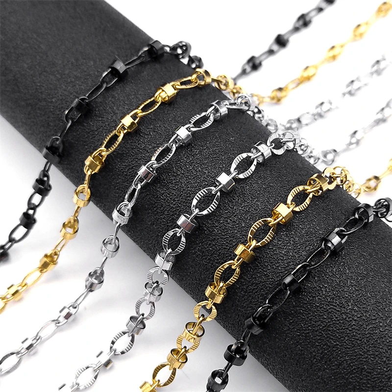 Große o Kette Halskette für Männer Frauen Edelstahl Gold Silber schwarz Farbe Trend Intervall Rohrform Link Schmuck Zubehör
